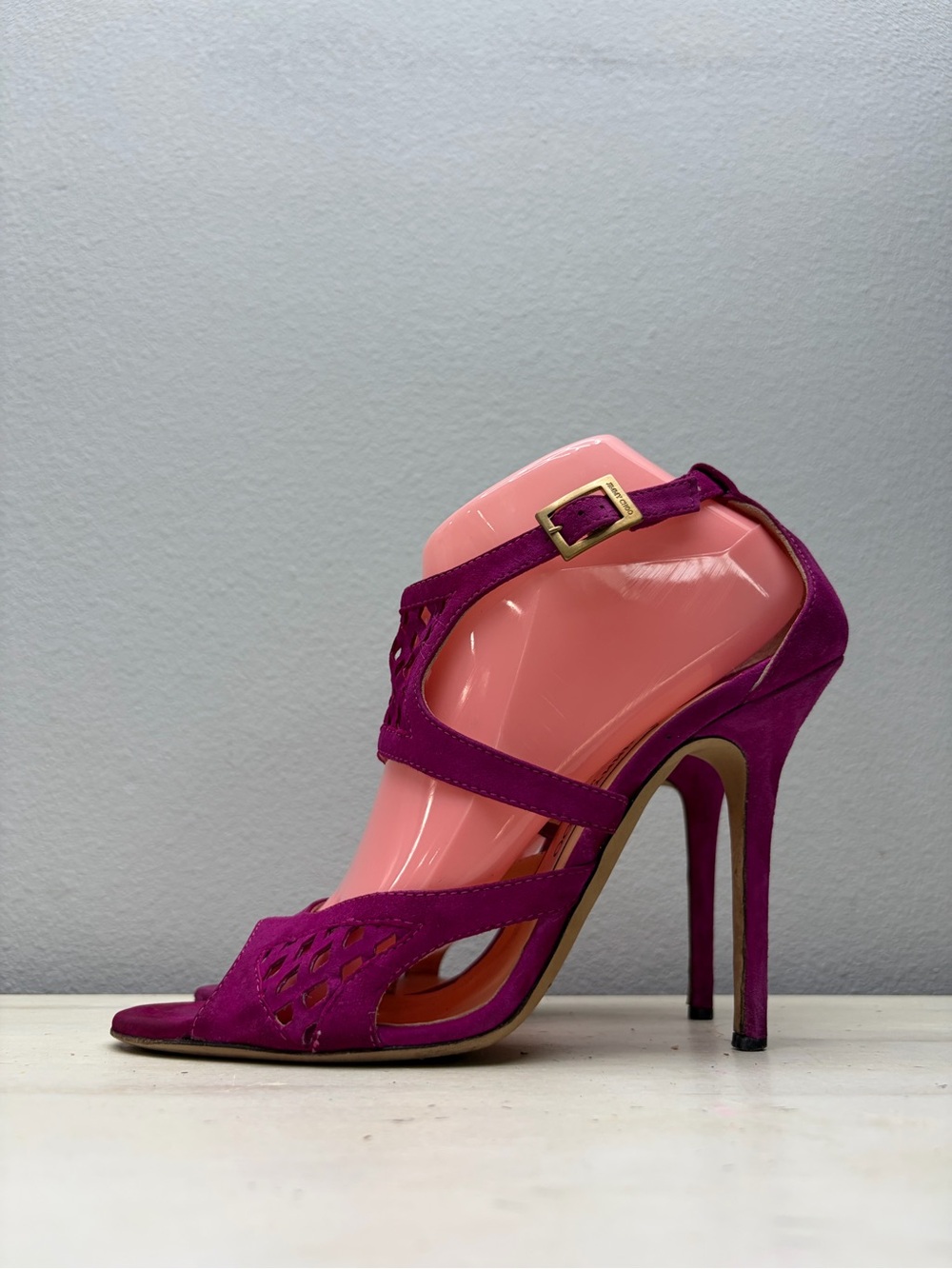 Jimmy Choo Purple Suede Ankle Strap Heels Size 40